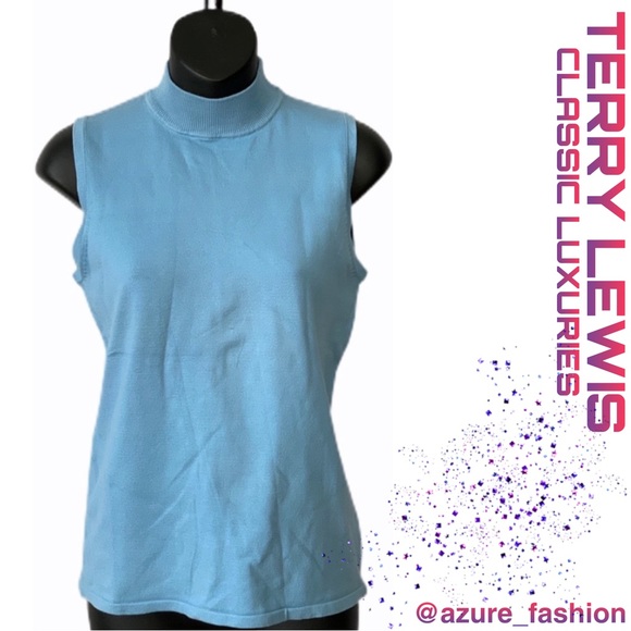 TERRY LEWIS CLASSIC LUXURIES Silk Mix Light Blue Tank Sweater! - Picture 1 of 2